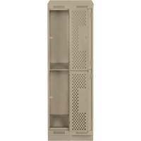 Clean Line Lockers, 2 -tier, Bank of 2, 24" x 15" x 82", Steel, Beige, Rivet (Assembled), Perforated Groupe Belzile Dickner