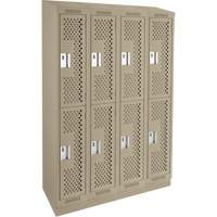 Clean Line Lockers, 2 -tier, Bank of 4, 48" x 15" x 82", Steel, Beige, Rivet (Assembled), Perforated Groupe Belzile Dickner