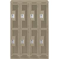 Clean Line Lockers, 2 -tier, Bank of 4, 48" x 15" x 82", Steel, Beige, Rivet (Assembled), Perforated Groupe Belzile Dickner