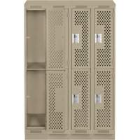 Clean Line Lockers, 2 -tier, Bank of 4, 48" x 15" x 82", Steel, Beige, Rivet (Assembled), Perforated Groupe Belzile Dickner