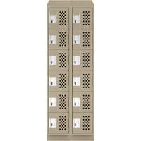 Clean-Line Perforated Lockerette, 6 -tier, Bank of 2, 15" x 72" x 12", Steel Groupe Belzile Dickner