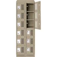 Clean-Line Perforated Lockerette, 6 -tier, Bank of 2, 15" x 72" x 12", Steel Groupe Belzile Dickner