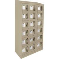 Clean-Line Perforated Lockerette, 6 -tier, Bank of 3, 15" x 72" x 12", Steel Groupe Belzile Dickner