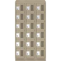 Clean-Line Perforated Lockerette, 6 -tier, Bank of 3, 15" x 72" x 12", Steel Groupe Belzile Dickner