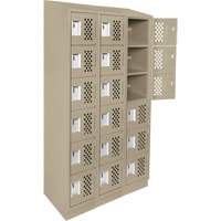 Clean-Line Perforated Lockerette, 6 -tier, Bank of 3, 15" x 72" x 12", Steel Groupe Belzile Dickner