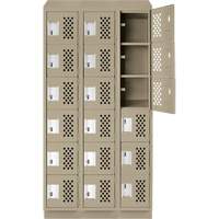 Clean-Line Perforated Lockerette, 6 -tier, Bank of 3, 15" x 72" x 12", Steel Groupe Belzile Dickner