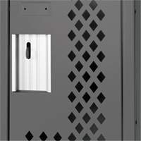 Clean Line Lockers, 2 -tier, 12" x 12" x 72", Steel, Charcoal, Rivet (Assembled), Perforated Groupe Belzile Dickner
