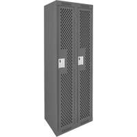 Clean Line Lockers, Bank of 2, 24" x 15" x 72", Steel, Charcoal, Rivet (Assembled), Perforated Groupe Belzile Dickner