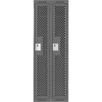 Clean Line Lockers, Bank of 2, 24" x 15" x 72", Steel, Charcoal, Rivet (Assembled), Perforated Groupe Belzile Dickner