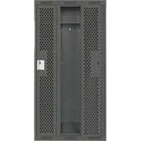 Clean Line Lockers, Bank of 3, 36" x 12" x 72", Steel, Charcoal, Rivet (Assembled), Perforated Groupe Belzile Dickner