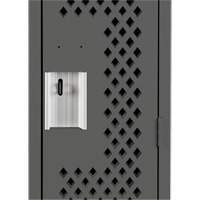 Clean Line Lockers, Bank of 3, 36" x 12" x 72", Steel, Charcoal, Rivet (Assembled), Perforated Groupe Belzile Dickner