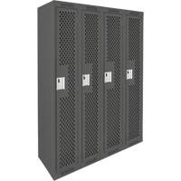 Clean Line Lockers, Bank of 4, 48" x 12" x 72", Steel, Charcoal, Rivet (Assembled), Perforated Groupe Belzile Dickner