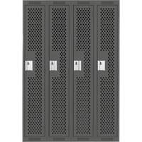 Clean Line Lockers, Bank of 4, 48" x 12" x 72", Steel, Charcoal, Rivet (Assembled), Perforated Groupe Belzile Dickner