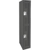 Clean Line Lockers, 2 -tier, 12" x 12" x 72", Steel, Charcoal, Rivet (Assembled), Perforated Groupe Belzile Dickner