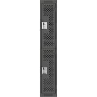 Clean Line Lockers, 2 -tier, 12" x 12" x 72", Steel, Charcoal, Rivet (Assembled), Perforated Groupe Belzile Dickner