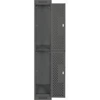 Clean Line Lockers, 2 -tier, 12" x 12" x 72", Steel, Charcoal, Rivet (Assembled), Perforated Groupe Belzile Dickner