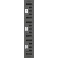 Clean Line Lockers, 3 -tier, 12" x 12" x 72", Steel, Charcoal, Rivet (Assembled), Perforated Groupe Belzile Dickner