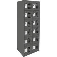 Assembled Lockerettes Clean Line Perforated Economy Lockers, 6 -tier, Bank of 2, 18" x 72" x 12", Steel Groupe Belzile Dickner