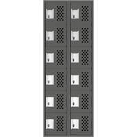 Assembled Lockerettes Clean Line Perforated Economy Lockers, 6 -tier, Bank of 2, 18" x 72" x 12", Steel Groupe Belzile Dickner