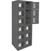 Assembled Lockerettes Clean Line Perforated Economy Lockers, 6 -tier, Bank of 2, 18" x 72" x 12", Steel Groupe Belzile Dickner