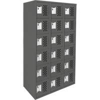 Assembled Lockerettes Clean Line Perforated Economy Lockers, 6 -tier, Bank of 3, 18" x 72" x 12", Steel Groupe Belzile Dickner