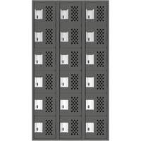 Assembled Lockerettes Clean Line Perforated Economy Lockers, 6 -tier, Bank of 3, 18" x 72" x 12", Steel Groupe Belzile Dickner