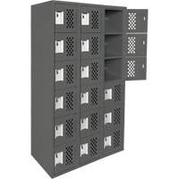 Assembled Lockerettes Clean Line Perforated Economy Lockers, 6 -tier, Bank of 3, 18" x 72" x 12", Steel Groupe Belzile Dickner