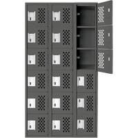Assembled Lockerettes Clean Line Perforated Economy Lockers, 6 -tier, Bank of 3, 18" x 72" x 12", Steel Groupe Belzile Dickner