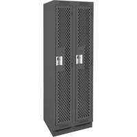 Clean Line Lockers, Bank of 2, 24" x 15" x 76", Steel, Charcoal, Rivet (Assembled), Perforated Groupe Belzile Dickner