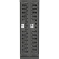 Clean Line Lockers, Bank of 2, 24" x 15" x 76", Steel, Charcoal, Rivet (Assembled), Perforated Groupe Belzile Dickner