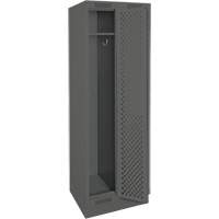 Clean Line Lockers, Bank of 2, 24" x 15" x 76", Steel, Charcoal, Rivet (Assembled), Perforated Groupe Belzile Dickner