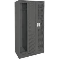 Clean Line Lockers, Bank of 3, 36" x 15" x 76", Steel, Charcoal, Rivet (Assembled), Perforated Groupe Belzile Dickner