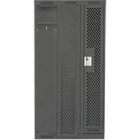 Clean Line Lockers, Bank of 3, 36" x 15" x 76", Steel, Charcoal, Rivet (Assembled), Perforated Groupe Belzile Dickner