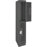 Casiers Clean Line, 2 niveaux, 12" x 18" x 76", Acier, Charbon, Rivet (assembl&eacute;), Perfor&eacute; Groupe Belzile Dickner