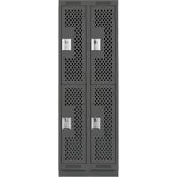 Casiers Clean Line, 2 niveaux, Bloc de 2, 24" x 18" x 76", Acier, Charbon, Rivet (assembl&eacute;), Perfor&eacute; Groupe Belzile Dickner