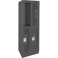 Casiers Clean Line, 2 niveaux, Bloc de 2, 24" x 18" x 76", Acier, Charbon, Rivet (assembl&eacute;), Perfor&eacute; Groupe Belzile Dickner