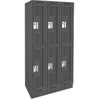 Casiers Clean Line, 2 niveaux, Bloc de 3, 36" x 18" x 76", Acier, Charbon, Rivet (assembl&eacute;), Perfor&eacute; Groupe Belzile Dickner