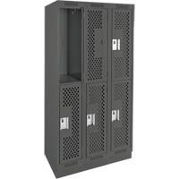 Casiers Clean Line, 2 niveaux, Bloc de 3, 36" x 18" x 76", Acier, Charbon, Rivet (assembl&eacute;), Perfor&eacute; Groupe Belzile Dickner