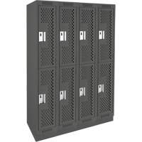 Casiers Clean Line, 2 niveaux, Bloc de 4, 48" x 18" x 76", Acier, Charbon, Rivet (assembl&eacute;), Perfor&eacute; Groupe Belzile Dickner