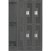 Casiers Clean Line, 2 niveaux, Bloc de 4, 48" x 18" x 76", Acier, Charbon, Rivet (assembl&eacute;), Perfor&eacute; Groupe Belzile Dickner