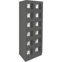 Assembled Lockerettes Clean Line Perforated Economy Lockers, 6 -tier, Bank of 2, 18" x 72" x 12", Steel Groupe Belzile Dickner