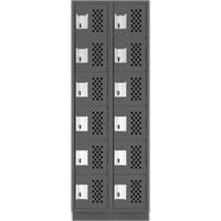 Assembled Lockerettes Clean Line Perforated Economy Lockers, 6 -tier, Bank of 2, 18" x 72" x 12", Steel Groupe Belzile Dickner
