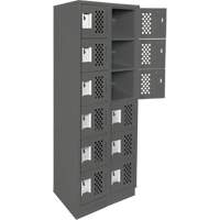 Assembled Lockerettes Clean Line Perforated Economy Lockers, 6 -tier, Bank of 2, 18" x 72" x 12", Steel Groupe Belzile Dickner