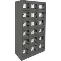 Assembled Lockerettes Clean Line Perforated Economy Lockers, 6 -tier, Bank of 3, 18" x 72" x 12", Steel Groupe Belzile Dickner