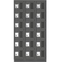 Assembled Lockerettes Clean Line Perforated Economy Lockers, 6 -tier, Bank of 3, 18" x 72" x 12", Steel Groupe Belzile Dickner