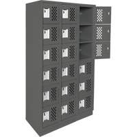 Assembled Lockerettes Clean Line Perforated Economy Lockers, 6 -tier, Bank of 3, 18" x 72" x 12", Steel Groupe Belzile Dickner