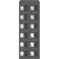 Assembled Lockerettes Clean Line Perforated Economy Lockers, 6 -tier, Bank of 2, 18" x 72" x 12", Steel Groupe Belzile Dickner