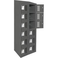 Assembled Lockerettes Clean Line Perforated Economy Lockers, 6 -tier, Bank of 2, 18" x 72" x 12", Steel Groupe Belzile Dickner