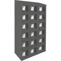 Assembled Lockerettes Clean Line Perforated Economy Lockers, 6 -tier, Bank of 3, 18" x 72" x 12", Steel Groupe Belzile Dickner