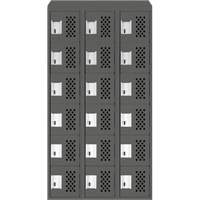 Assembled Lockerettes Clean Line Perforated Economy Lockers, 6 -tier, Bank of 3, 18" x 72" x 12", Steel Groupe Belzile Dickner
